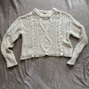 Free People Cream Cable Knit Sweater